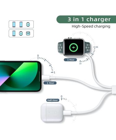 4FT 3 in 1 Fast Charging Cable for iPhone, iWatch, Airpods & iPad - Compatible with Apple Devices - Buy Online on GoSupps.com