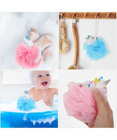 Baluue 4Pcs Unicorn Loofahs - Kids Bath Sponges & Animal Shower Poufs for Fun Bath Time - Buy Online on GoSupps.com