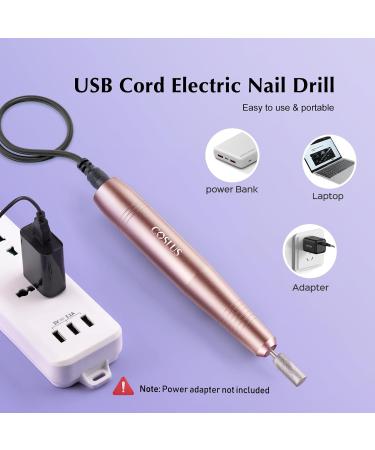 Nail Drill Adjustable Speed 20000RPM | Electric Manicure Pedicure Set with 6 Bits | Portable E File for Gel Acrylic Nails | 31 Sanding Bands | Beginner Friendly | Corded | Light Gold - Buy Online on GoSupps.com