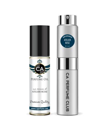 CA Perfume Duo Impression of Atelier Rose For Women & Men Sprayer + Body Oil Roll-On Bottles 0.27 Fl Oz+0.33 Fl Oz