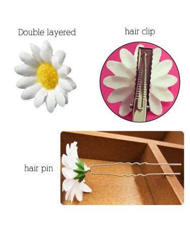 20 Pieces Daisy Hair Clips | Wedding Flower Hair Accessories | Bridal & Girl Hair Accessories (White) - Buy Online on GoSupps.com