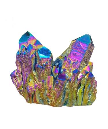 Home Decoration Electroplating Seven Rainbow Colorful Crystal Cluster Ornaments Original Stone Crystal Cluster Crystal (Size : 120g)