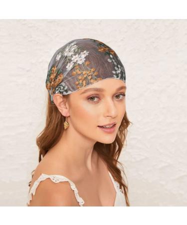 Urieo Lace Headbands Set - Champagne Flower Embroidery Hairbands for Women - Wide Floral Headband for Workout & Vacation - Stretchy Fashion Bandeau Hair Accessories (Set of 4) - Buy Online on GoSupps.com