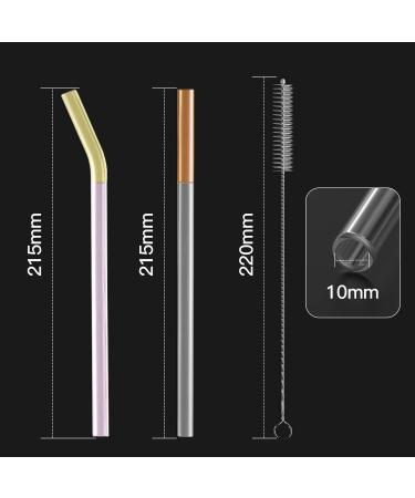 HeykirHome 6-Pack Reusable Glass Straws 8.5'' Double Colors - Straight and Bent Set with Cleaning Brushes - Ideal for Smoothies, Tea, Juice - Buy Online on GoSupps.com