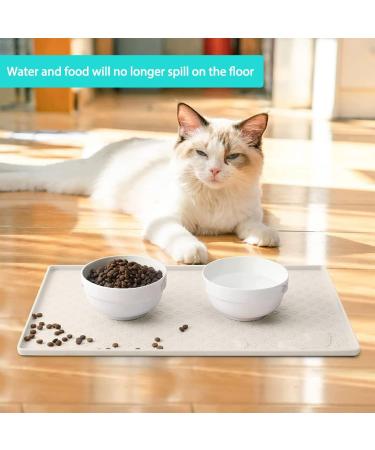 Umtiti Waterproof Non-Slip Dog Bowl Pad for Cats & Dogs - 60x40cm Cream - Dishwasher-Safe Silicone Mat - Buy Online on GoSupps.com