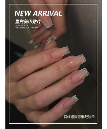 24Pcs/Set Press On Nails Long T-shaped Nail Patch Ins Style False Nails Acrylic Fake Nails Full Cover Nails Tips Artificial Finger Manicure Press on nails for Women and Girls - Buy Online on GoSupps.com