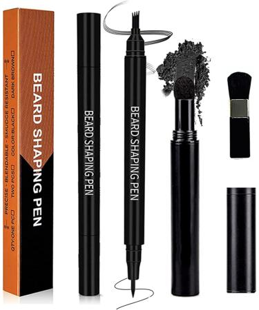 LINGJIONG Mens Beard Fountain Pen SweatProof WaterResistant Durable Natural DoubleSided Beard Pen Waterproof Durable Facial Hair Fountain Pen Provides a Natural Look Black - Buy Online on GoSupps.com