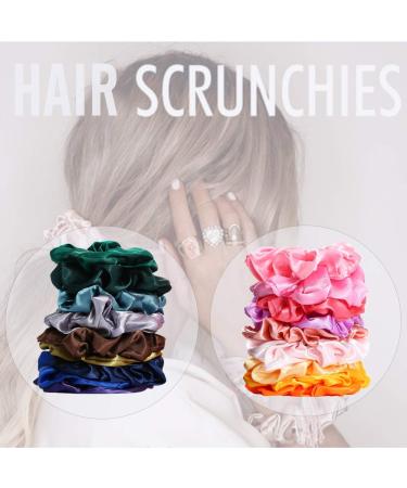 50 PCS Satin Hair Scrunchies for Curly Hair - Silk Accessories for Girls & Teens, Includes Gift Bag - Buy Online on GoSupps.com