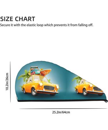 Summer Funny Retro Car Surfboard Microfiber Hair Towel - Soft Super Absorbent Coral Velvet Wrap for Women with Long Curly & Thick Hair - Buy Online on GoSupps.com