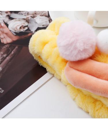 Hofar Face Wash Headband Hairband - Yellow Coral Fleece Cartoon Cute Hair Accessories - Buy Online on GoSupps.com