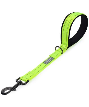 Vivaglory short dog leash short training line for medium -sized and large dogs short traffic leash for dogs 46 cm length 2.5 cm wide neon yellow 46 cm neon yellow