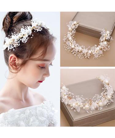 TONAUP Bridal Headband Pearl Flower Headbands for Girl White Eucharist Headpiece Head Vines for Weddings Parties Special Occasions - Buy Online on GoSupps.com