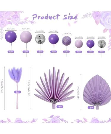 34 Pcs Purple Balls Cake Toppers Baking Ornament Palm Leaves Cake Decorations For Birthday Wedding Baby Shower Party Supplies - Buy Online on GoSupps.com
