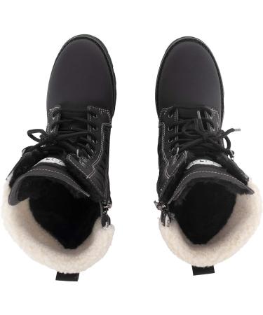 POLAR Women's Thermal Waterproof Snow Boots 7 Black Leather/Beige Shearling - Buy Online on GoSupps.com