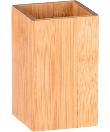 HAC24 Bamboo Toothbrush Cup - Eco-Friendly Square Holder for Toothbrush & Toothpaste - Sustainable Bathroom Organizer - Buy Online on GoSupps.com