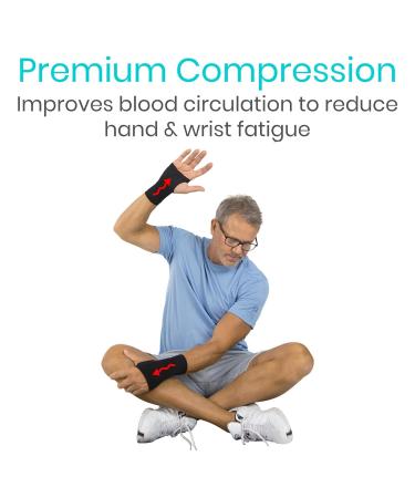 Vive Wrist Compression Sleeve - Pain Relief Brace for Carpal Tunnel Arthritis & Tendonitis - Joint Stabilizer for Men & Women (Large) - International Shipping Available - Buy Online on GoSupps.com