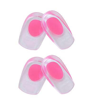 2 Pairs Gel Heel Cups Silicone Heel Cup Pads for Plantar Fasciitis Heel Spur & Achilles Pain Gel Heel Cups and Cushions Absorbing Support (Pink/Medium)