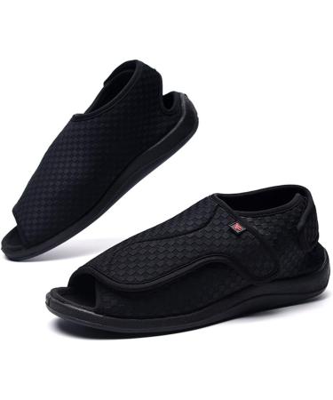 LFZHJZC Adjustable Open Toe Diabetic Shoes for Women & Men - Black, Size 10 | Anti-Slip Sole, Ideal for Edema & Swollen Feet - Buy Online on GoSupps.com