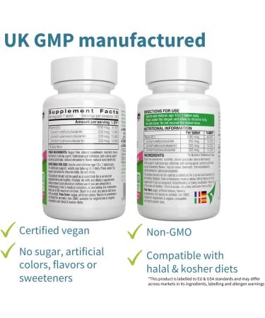 Super B12-Complex 1000mcg - 180 Servings, Methylcobalamin, Adenosylcobalamin & Hydroxocobalamin, High Absorption Sublingual Vitamin, Vegan, Sugar-Free Melts - Buy Online on GoSupps.com