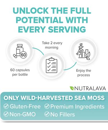NUTRALAVA Sea Moss Pills All-in-One Blend with Irish Sea Moss Black Seed Oil Ashwagandha Seamoss Pills for Immune Thyroid & Joint Support - Gluten-Free Non-GMO 60 Capsules - Buy Online on GoSupps.com