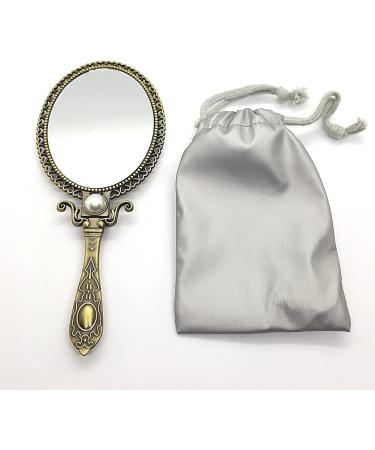 Handheld Mirror Antique with Stand Double Folding Sided Brass for Makeup Mirror 18cm (7 inch) - Buy Online on GoSupps.com