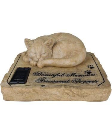 Cat Memorial Stones - Sleeping Cat Grave Marker for Garden, Patio, or Lawn - Sympathy Cat Memorial Gifts - Solar Powered - 8.5 x 7 x 3.5 - Buy Online on GoSupps.com
