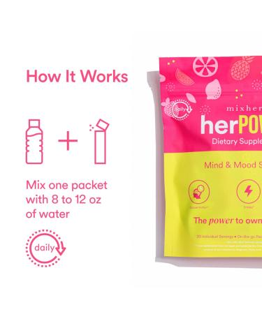 Mixhers Herpower Energy Drink Powder | Focus Supplement | Caffeine Free | 30 Drink Packets | Variety Pack - 30-Pack - Buy Online on GoSupps.com