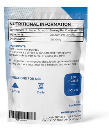  naturesupplies D-mannose Bulk Mannose Powder 500g | D-mannose Dietary Supplement | Non-GMO Vegan - naturesupplies (500g (Pack of 1)) - Buy Online on GoSupps.com