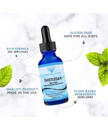 Absonutrix Thistledan 390 mg 4 FL OZ Liquid 302 Servings Made in USA Plant-Based Ingredients Artichoke Leaf Burdock Root Dandelion Root Milk Thistle Gluten-Free Non-GMO GMP Certified - Buy Online on GoSupps.com