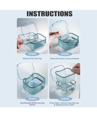 Denture Case Denture Cup for Soaking Dentures Denture Bath Box with Rinsing Basket Portable False Teeth Storage Containers Thorough Cleaning of Dentures Retainer Clear Braces (Black-1) - Buy Online on GoSupps.com