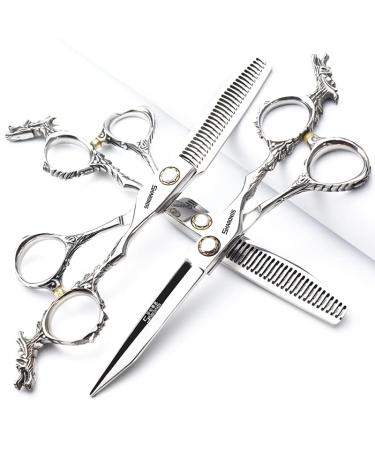 6-inch hairstyle studio styling scissors hairdresser professional scissors japan hairdresser chinese dragon design scissors (6 inches 3 pieces-b)