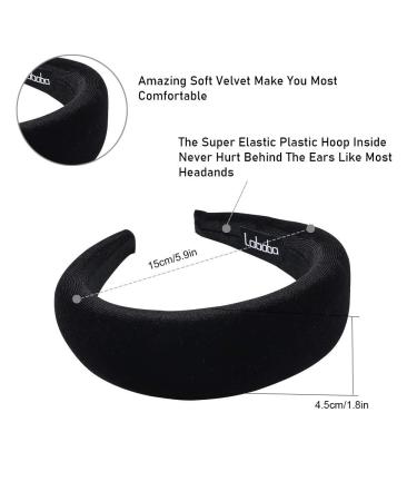 Velvet Padded Headbands for Women - Cute Fashion Hair Accessories | Black Boho Wide Band - Buy Online on GoSupps.com