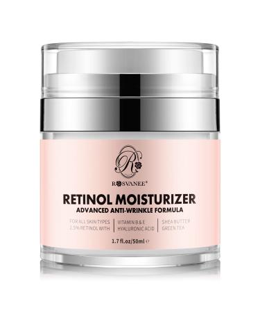 ROSVANEE Retinol Moisturizer Anti Aging Cream for Face Neck and Eye with 2.5% Retinol Hyaluronic Acid and Vitamins E & B5 Anti Wrinkle Deep Hydration Cream for Men & Women