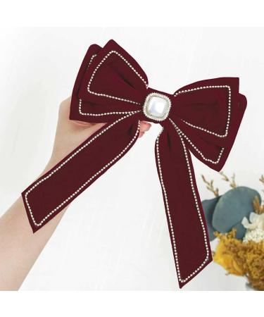 Bohend Large Red Hair Bow with Rhinestones - Velvet Party Hair Accessories for Women & Girls - Buy Online on GoSupps.com