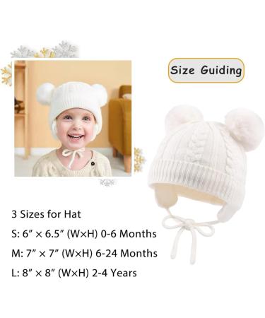 Flower Baby Girls Pompom Beanie 2-4 Years White | Soft Knitted Toddler Hat for Fall/Winter - Buy Online on GoSupps.com