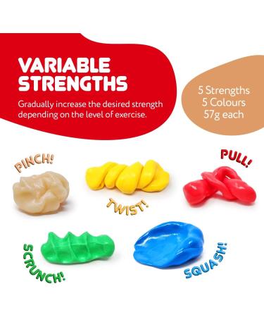 JFA Medical Therapy Exercise Putty - 5 Strengths (57g) - Extra Soft to Extra Firm - Buy Online on GoSupps.com