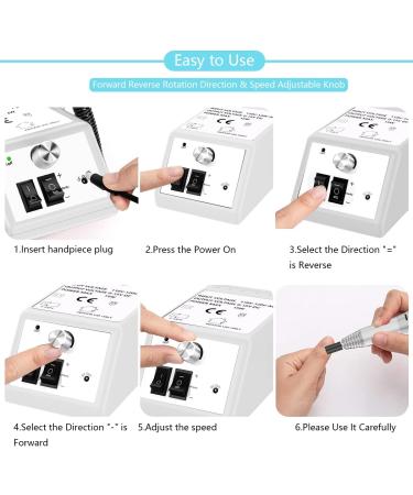 Professional Electric Nail Drill 20000 RPM Efile Kit | Manicure Grinder Tools for Acrylic Nails | Includes Nail Drill Bits Set and Sanding Bands | White - Buy Online on GoSupps.com