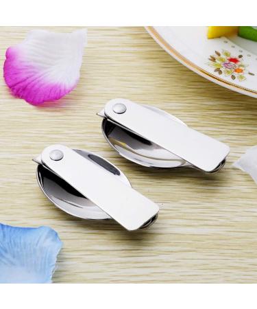 shlutesoy Stainless Steel Folding Spoon Cutlery Creative Gifts Outdoor Portable Three-fold Spoon Travel Folding Spoon Silver - Buy Online on GoSupps.com
