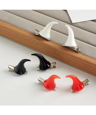 Limtula 1pair Bull Horn Shape Hairpins Hot Girl Goth Duckbills Hair Clip Halloween Goth Ponytail Braids Hair Clip for Woman White - Buy Online on GoSupps.com