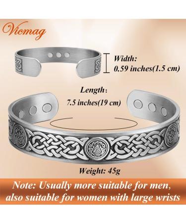 Vicmag Lymphatic Drainage Copper Bracelet for Men | 9X Ultra Strength Magnetic | 99.99% Pure Copper | Adjustable Size | Grey Celtic Knot 2 Design | Gift Box Included - Buy Online on GoSupps.com