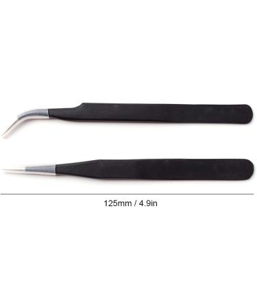 2 Pcs Black Nail Art Tweezers for Rhinestone, Sticker, Decal, Eyelash Extension, and Nail Foil - Precision Nail Decor Tool - Buy Online on GoSupps.com