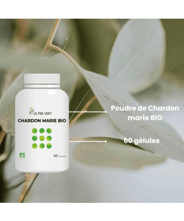 MILK THISTLE ORGANIC 60 Capsules - Le Pr Vert - Food Supplement of 50 Capsules - Hepatic and Biliary Disorders - Made in France - Buy Online on GoSupps.com