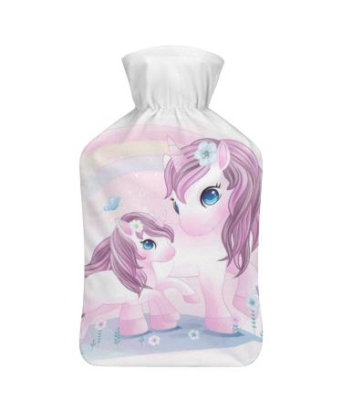 Unicorn Hot Water Bottle With Cover Plush Bed Bottle Hand Warmer For Adults And Children 26.5X15.3cm