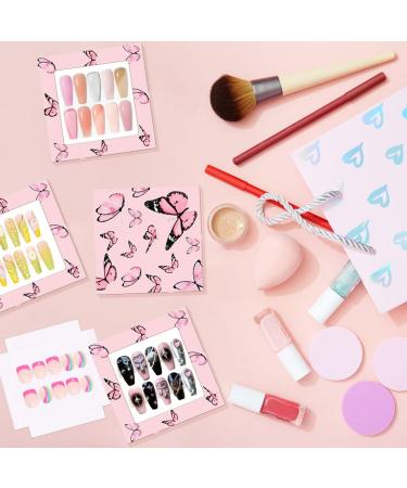 35 Pcs Empty Press on Nails Packaging Box Set - Pink | Includes White Background Papers & Double Sided Tape | Ideal for Nail Business - Buy Online on GoSupps.com