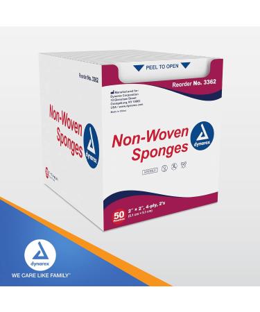 Buy Dynarex Non-Woven Sterile Gauze Sponges - Highly Absorbent Lint-Free 2x2 4 Ply - Box of 50 for Cleansing & Dressing - International Shipping Available - Buy Online on GoSupps.com