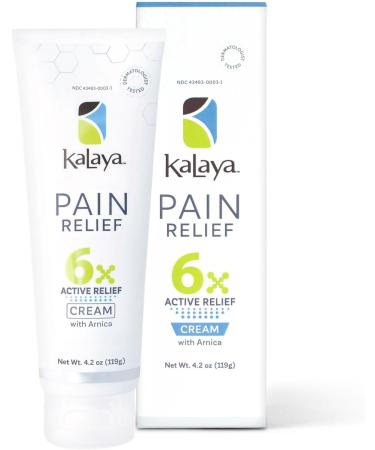 Kalaya 6X Extra Strength Pain Relief Cream (4.2 oz) - Natural Active and Pain-Blocking Ingredients Suitable for Muscle and Joint Pains associated with Neck & Back Pain, Strains, Sprains and Bruises