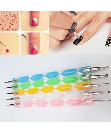 5X Colorful 2 Way Dotting Pen Tool Nail Art Tip Dot Paint Manicure KitNice Design - Buy Online on GoSupps.com