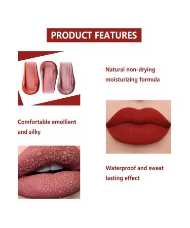 INVILKSTAR 3 Pcs Matte Liquid Lipstick Set - Long-Lasting & Waterproof Lip Gloss (01) - Buy Online on GoSupps.com