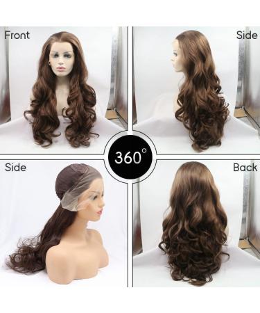 Buy 6# Dark Brown Lace Front Wig for Drag Queens & Women - High Temperature Synthetic Hair Natural Hairline 55.9 cm - Perfect for Parties & Weddings - Buy Online on GoSupps.com