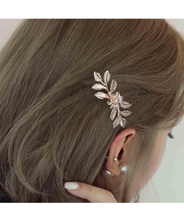 Dervivea Boho Leaf Hair Comb Metal Flower Hair Combs Gold Leaves Side Combs Headpieces Vintage Pearl Hair Comb Bride Wedding Hair Comb Decorative Hair Accessories for Women and Girls Headdress - Buy Online on GoSupps.com